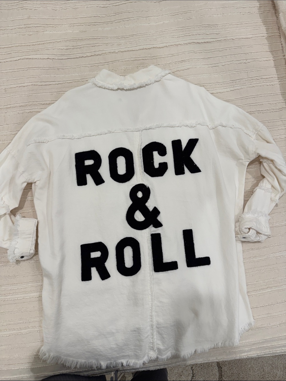 Elan White "Rock & Roll" Graphic Button-Up Top